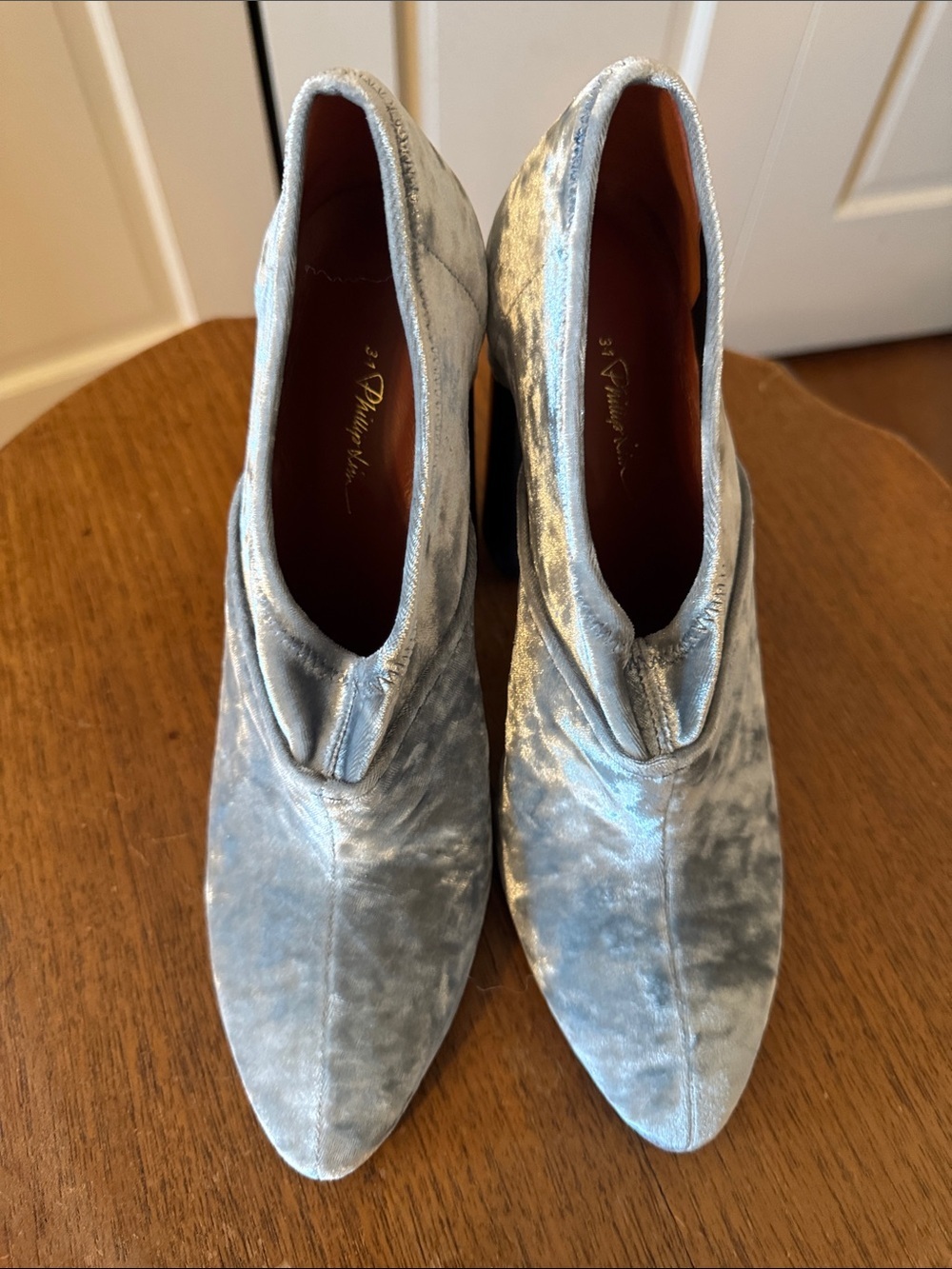 NWT 3.1 Phillip Lim Kyoto Stretch Gray/Silver Velvet Ankle Boots Dust Bag w/Box - Picture 4 of 13